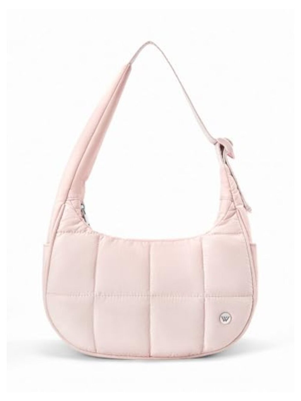 Waterproof Nylon Quilted Puffer Crescent Shoulder Bag with Adjustable Strap